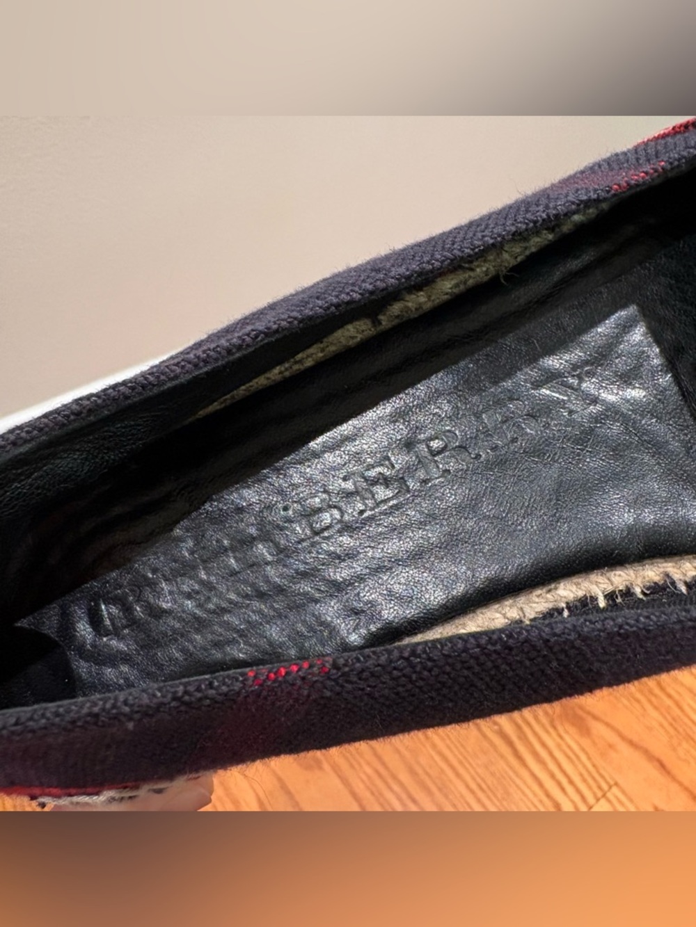 Burberry Hodgeson Check Canvas Espadrille Flats Size 39 Navy - Picture 8 of 13